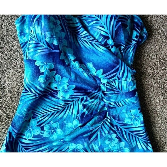 Vintage Le Cove One Piece Swimsuit Womens Size 10 Blue Floral  Pin Up Retro - Picture 6 of 9